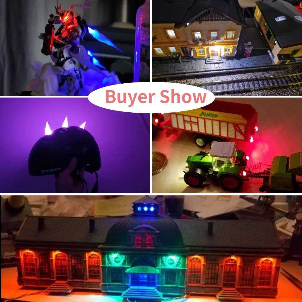 10Pcs 0402 0603 0805 1206 SMD LED Lamp DIY Railway Model Kits Toy Light 3V 30cm Emitting Diode Wram White Red Green Blue Yellow thumbnail 6