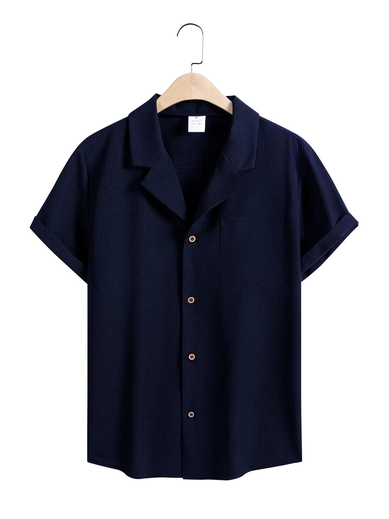 Men's Casual Short Sleeve Shirts Leisure Street Wear Lapel Button-down Solid Color Shirts for Men Vintage Vacation Blouse thumbnail 5