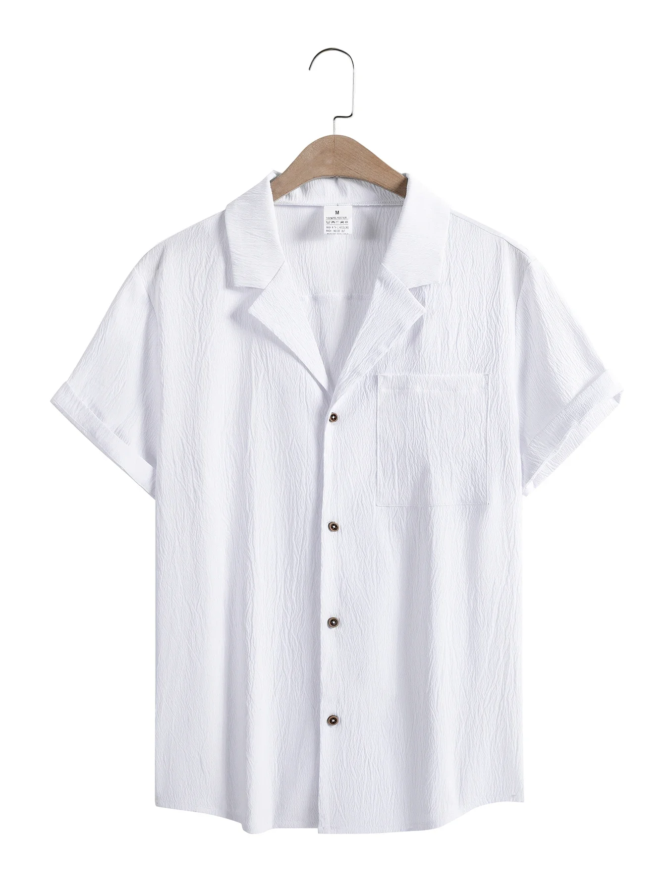 Men's Casual Short Sleeve Shirts Leisure Street Wear Lapel Button-down Solid Color Shirts for Men Vintage Vacation Blouse thumbnail 2