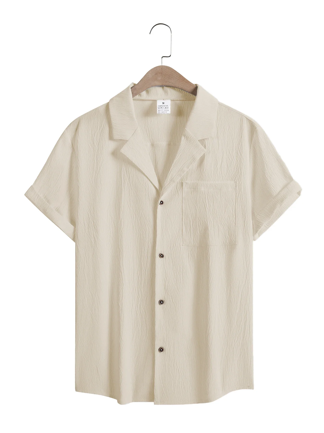 Men's Casual Short Sleeve Shirts Leisure Street Wear Lapel Button-down Solid Color Shirts for Men Vintage Vacation Blouse thumbnail 6