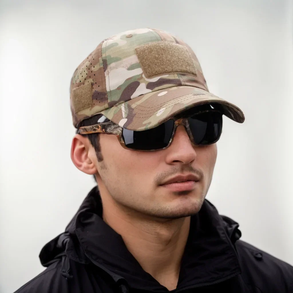 1PC Camouflage Baseball Cap with Velcro Glasses Hole for Mens Outdoor Sports Hiking Fishing Hunting Casual Sun Hats Summer Visor thumbnail 3
