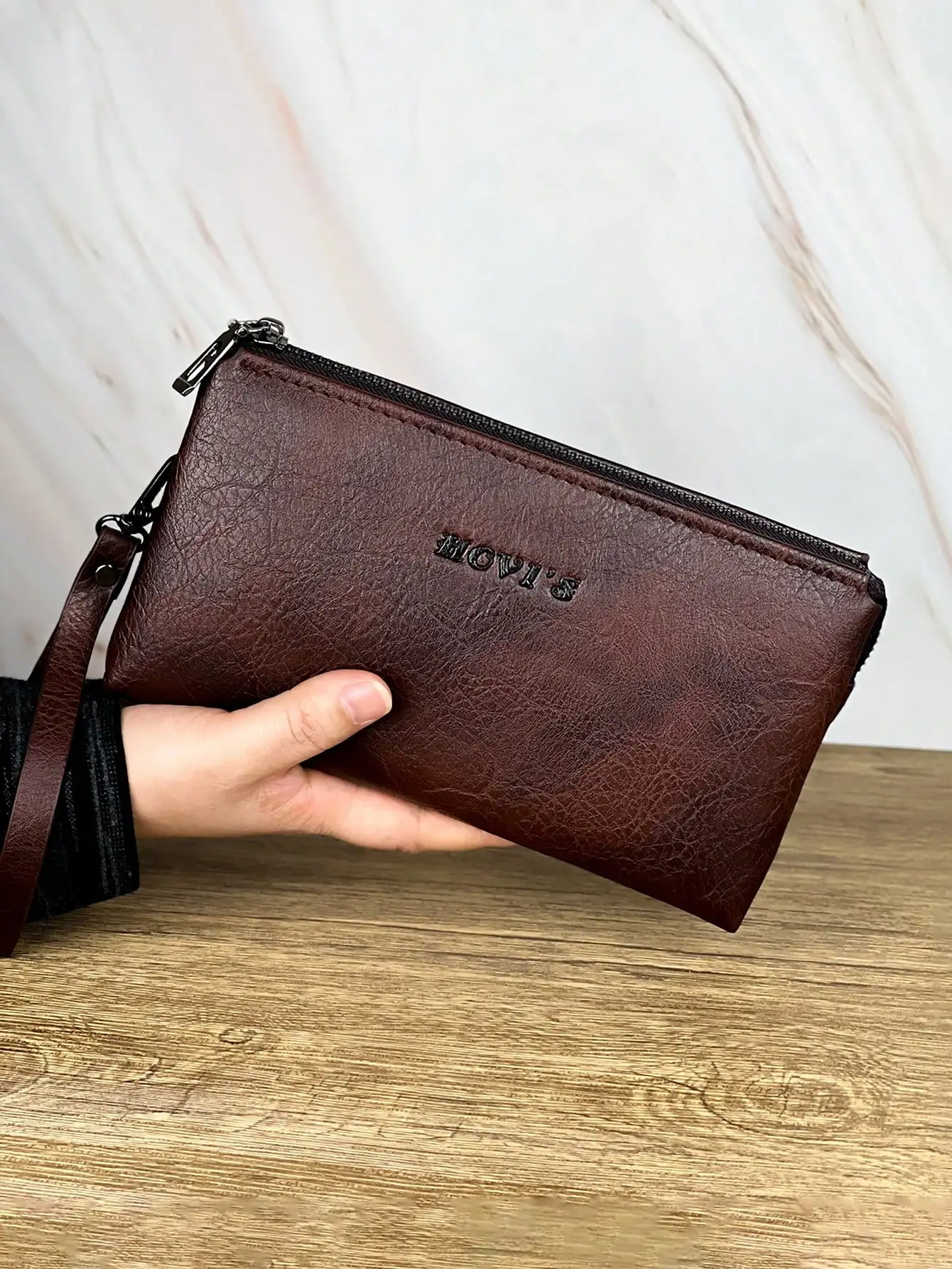 Men's Casual Vintage Commute Clutch Bag - Stylish Business Portable Large Capacity Multi-Functional Travel Handbag & Phone Case thumbnail 4