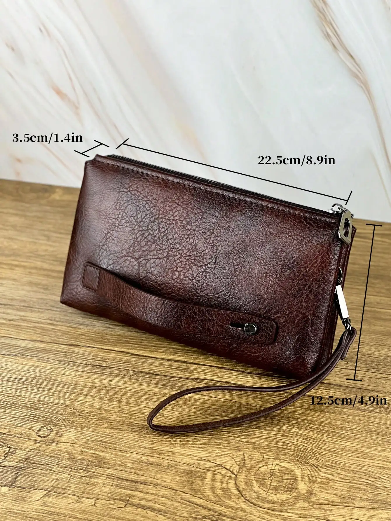 Men's Casual Vintage Commute Clutch Bag - Stylish Business Portable Large Capacity Multi-Functional Travel Handbag & Phone Case thumbnail 3