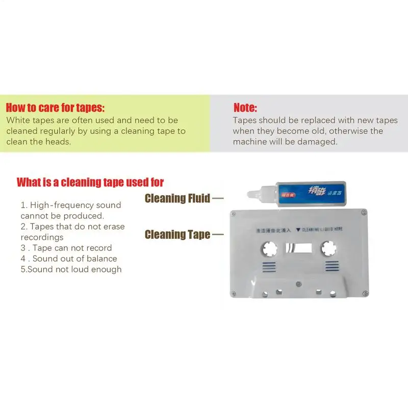 Cassette Tape Head Cleaner Demagnetizer Kits Audio Deck Household Tape Player Cleaning Products Recorder Cleaner Fluids thumbnail 6