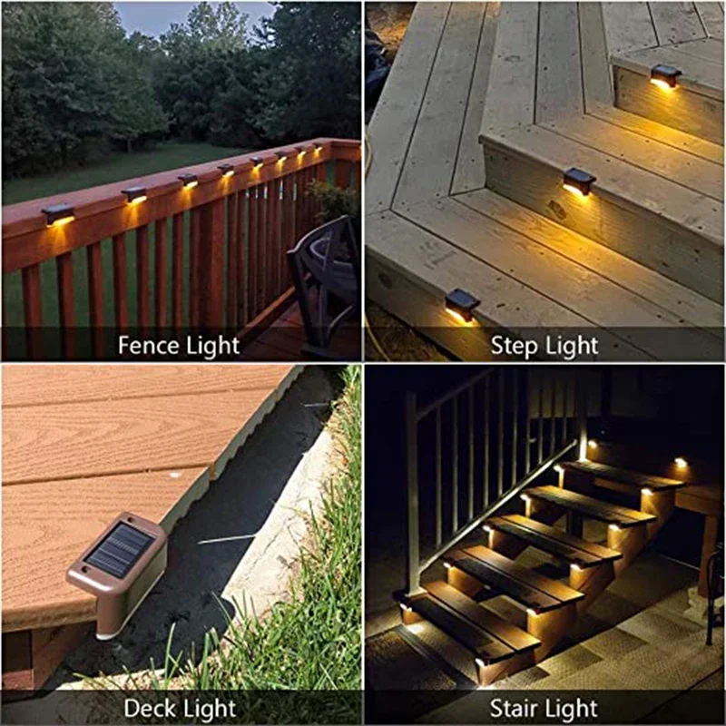 Outdoor Solar Step Lights Warm White LED Waterproof Stair Path Lighting for Garden Patio Fence Balcony Decoration Solar Power thumbnail 5