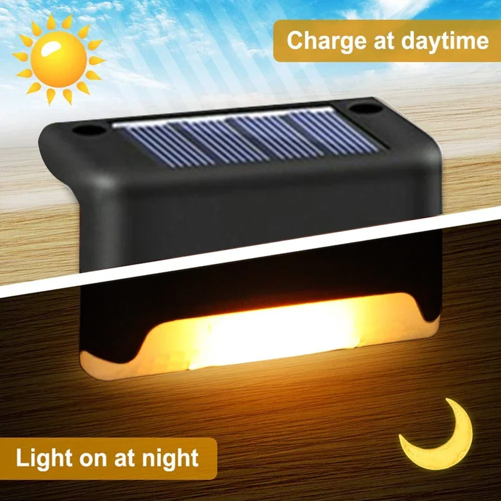 Outdoor Solar Step Lights Warm White LED Waterproof Stair Path Lighting for Garden Patio Fence Balcony Decoration Solar Power thumbnail 2