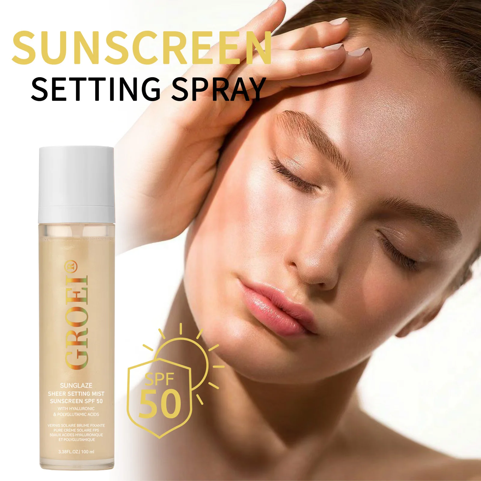 GROEI SPF 50 Sunscreen Setting Spray 100ml Sheer Setting Mist Sunscreen Spray, Lightweight & Non-Greasy thumbnail 2