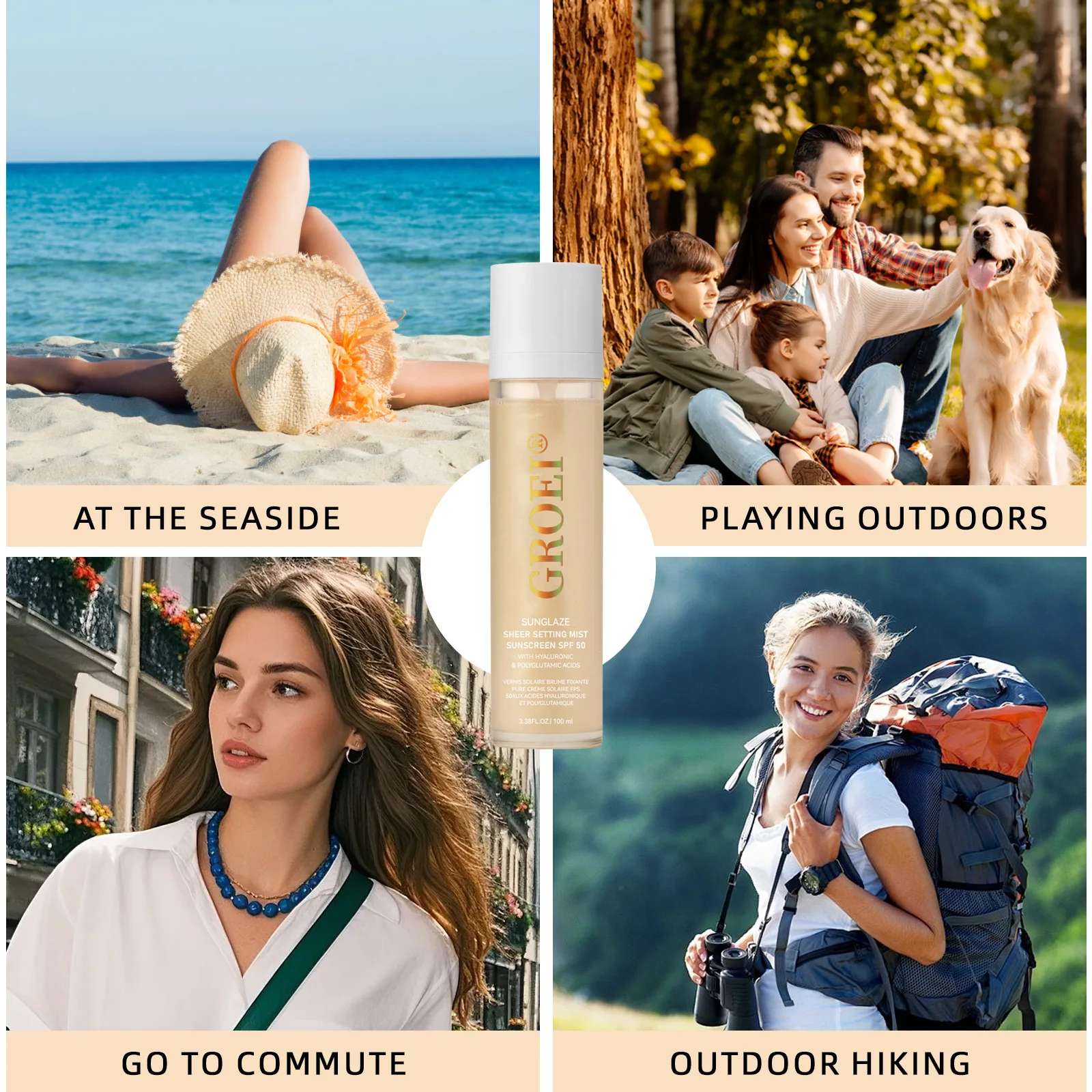 GROEI SPF 50 Sunscreen Setting Spray 100ml Sheer Setting Mist Sunscreen Spray, Lightweight & Non-Greasy thumbnail 5