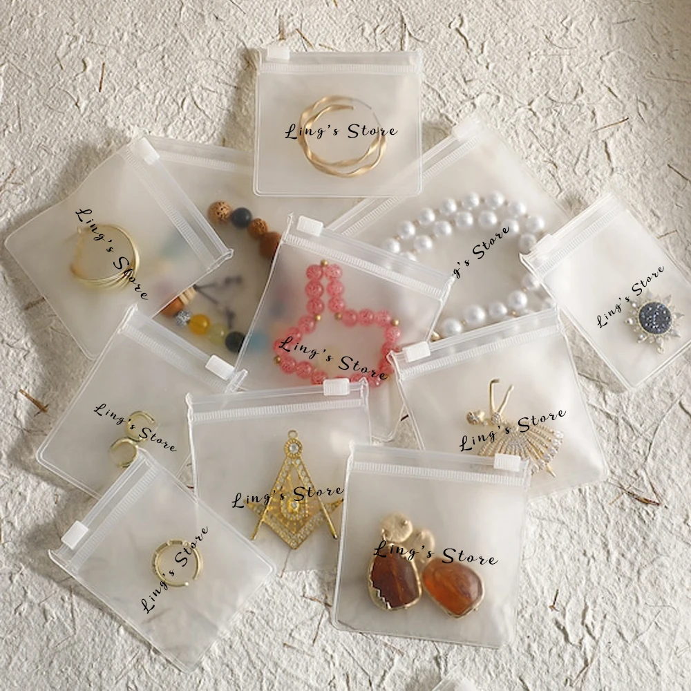50pcs Personalized Logo EVA Frosted Jewelry Zipper Bag Earrings Ring Oil Stud Pearl Necklace Bracelet Pendant Keychain Organizer thumbnail 2