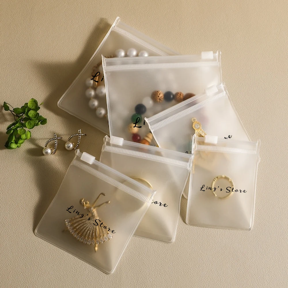 50pcs Personalized Logo EVA Frosted Jewelry Zipper Bag Earrings Ring Oil Stud Pearl Necklace Bracelet Pendant Keychain Organizer thumbnail 3