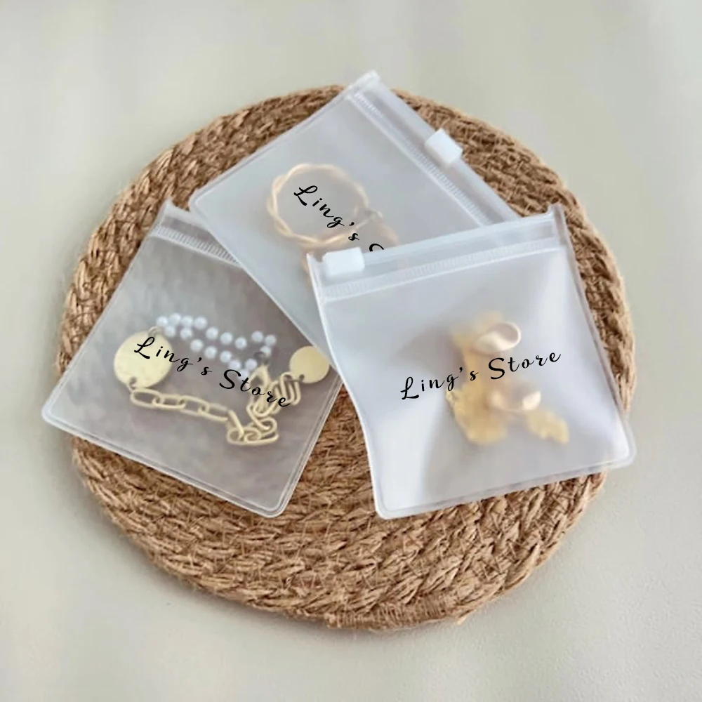 50pcs Personalized Logo EVA Frosted Jewelry Zipper Bag Earrings Ring Oil Stud Pearl Necklace Bracelet Pendant Keychain Organizer thumbnail 4