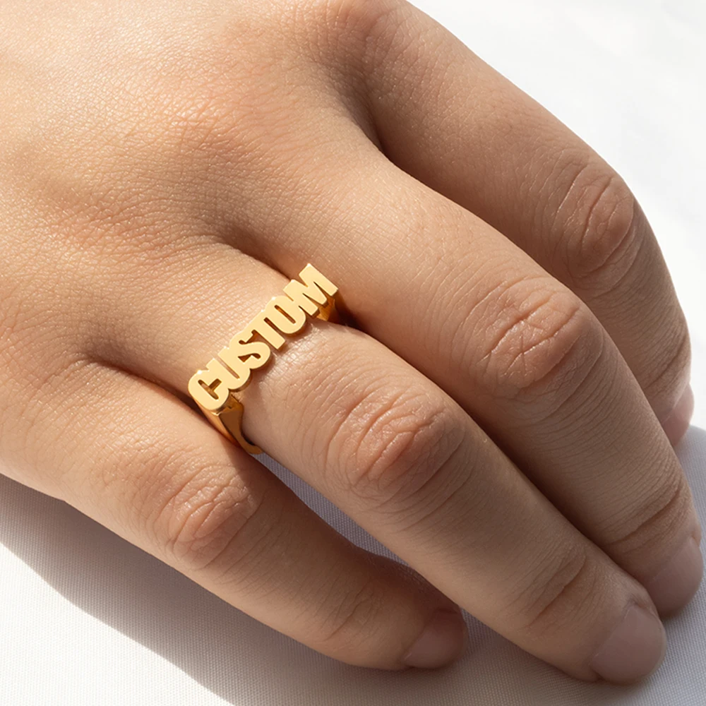 Personalized Name Rings, Old English Name Rings, Jewelry Gifts, Men's And Women's Stainless Steel Jewelry, Valentine's Day Gifts