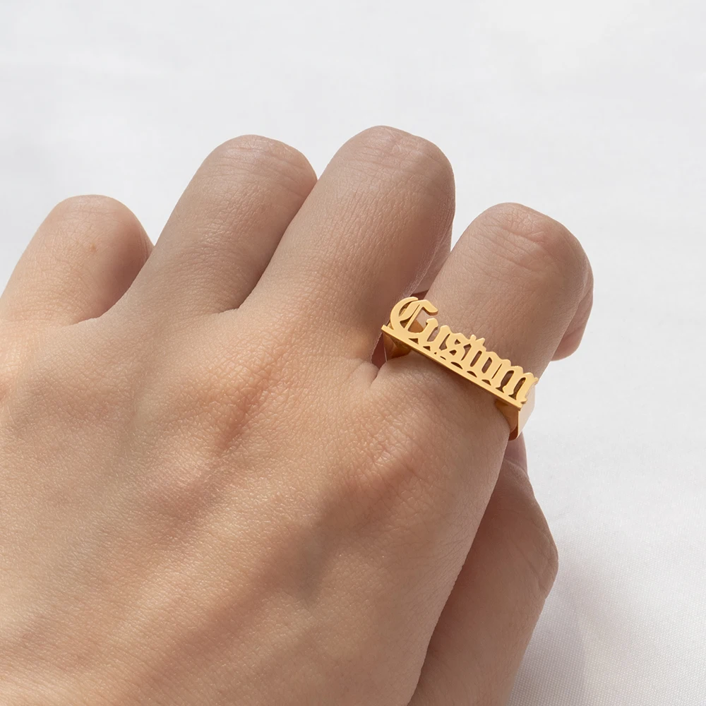 Personalized Name Rings, Old English Name Rings, Jewelry Gifts, Men's And Women's Stainless Steel Jewelry, Valentine's Day Gifts thumbnail 3