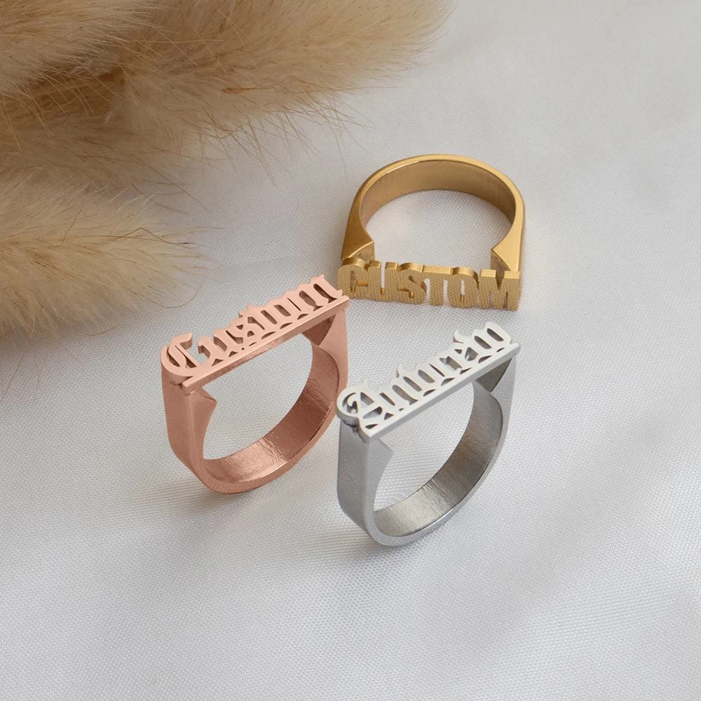 Personalized Name Rings, Old English Name Rings, Jewelry Gifts, Men's And Women's Stainless Steel Jewelry, Valentine's Day Gifts thumbnail 5