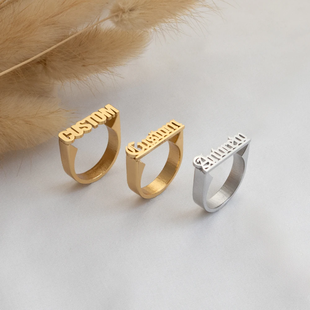 Personalized Name Rings, Old English Name Rings, Jewelry Gifts, Men's And Women's Stainless Steel Jewelry, Valentine's Day Gifts thumbnail 6