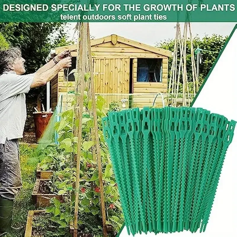 Reusable Garden Cable Ties Plant Vine Tree Shrubs Support Fastener Locking Nylon Adjustable Zipper Cables Ties Organizer Tools thumbnail 3