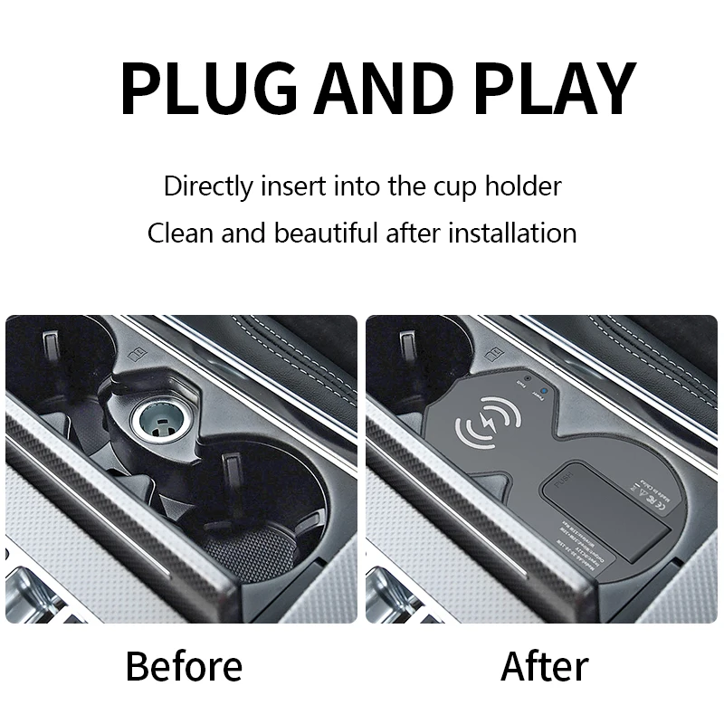 Audi A6 A7 2019-2025 Wireless Charger Fast Charging Expansion Dock Car Charger QC3.0 + Type-C Cigarette Lighter USB Car Charger thumbnail 2