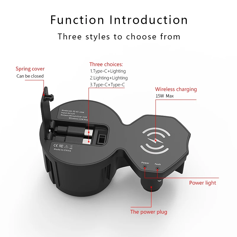 Audi A6 A7 2019-2025 Wireless Charger Fast Charging Expansion Dock Car Charger QC3.0 + Type-C Cigarette Lighter USB Car Charger thumbnail 6