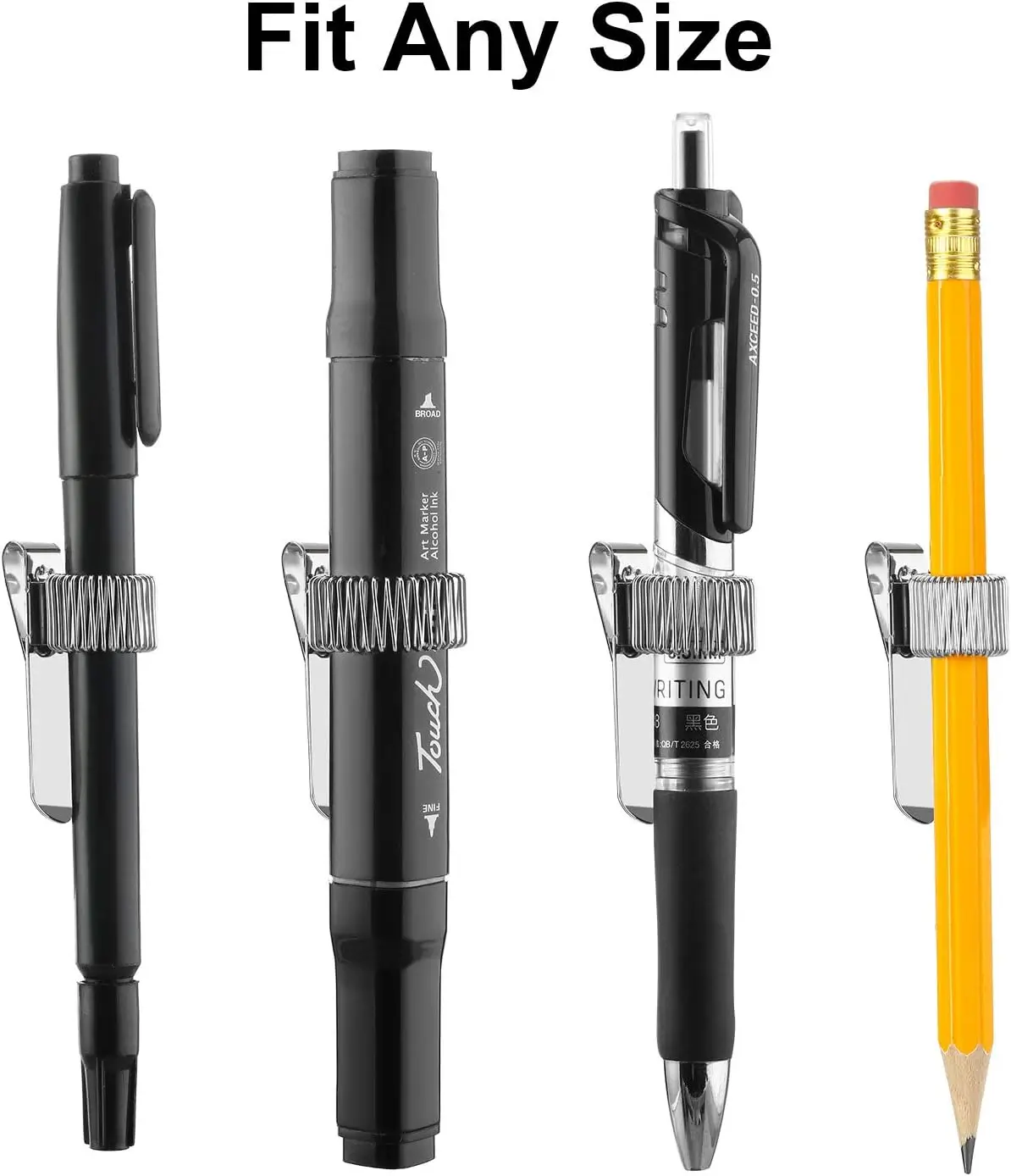 2pcs Spring Loop Holder Portable Pen Clip Adjustable Single Pen Holder Pocket Pen Organizer for Home Office Notebook Clipboard thumbnail 6