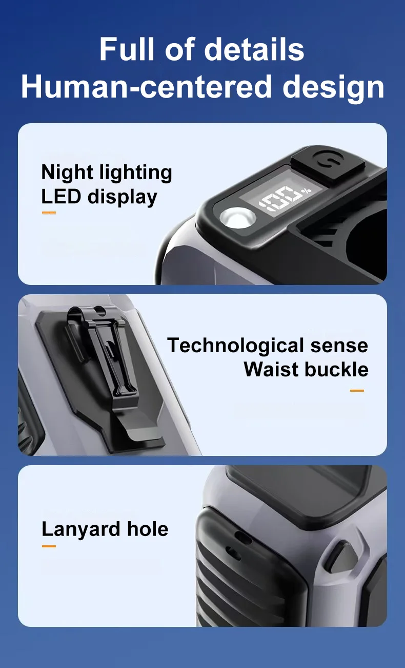 NEW Extra-Large Battery Waist Fan Wearable Waist Fan Light Hands-Free Cooling for Outdoor Jobsite Travel Long Range For Outdoor thumbnail 3