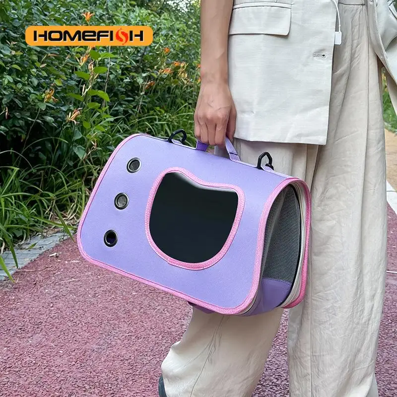 Portable Pet Carrier Bag for Small Dogs Cats Outdoor Foldable Cat Bag Breathable Cat Shoulder Bag Kitten Carrying Bag thumbnail 5
