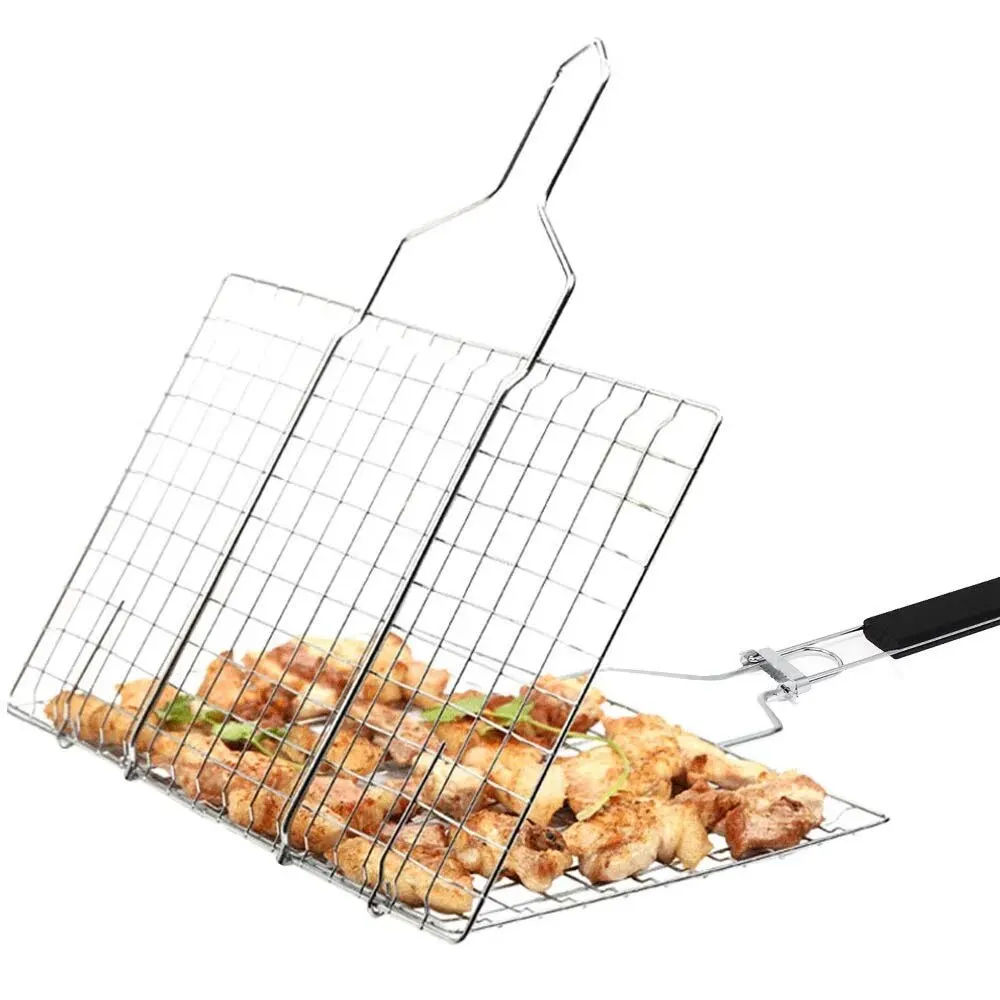 Stainless Steel BBQ Mesh Non Stick Grilling Basket Grill Mesh Mat Meat Vegetable Steak Picnic Party Barbecue Tool thumbnail 2