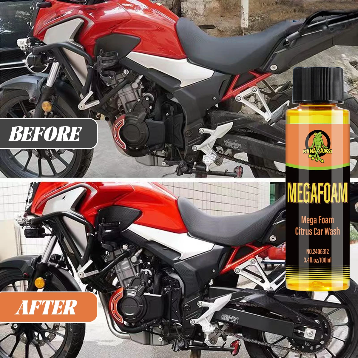 Motorcycle Wash Mega Foam Natural Citrus Scent Shampoo High Concentration  Wash Super Foam Cleaner Supplies MEGAFOAM RG312 thumbnail 3