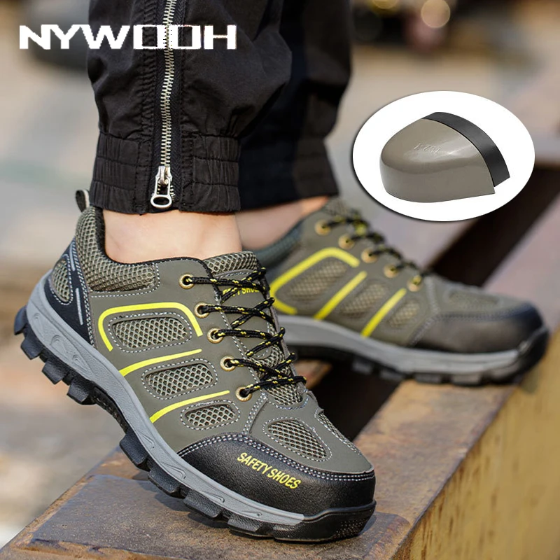 NYWOOH Male Steel Toe Safety Shoes Indestructible Construction Work Shoes Protection Footwear Breathable Hiking Boots For Men