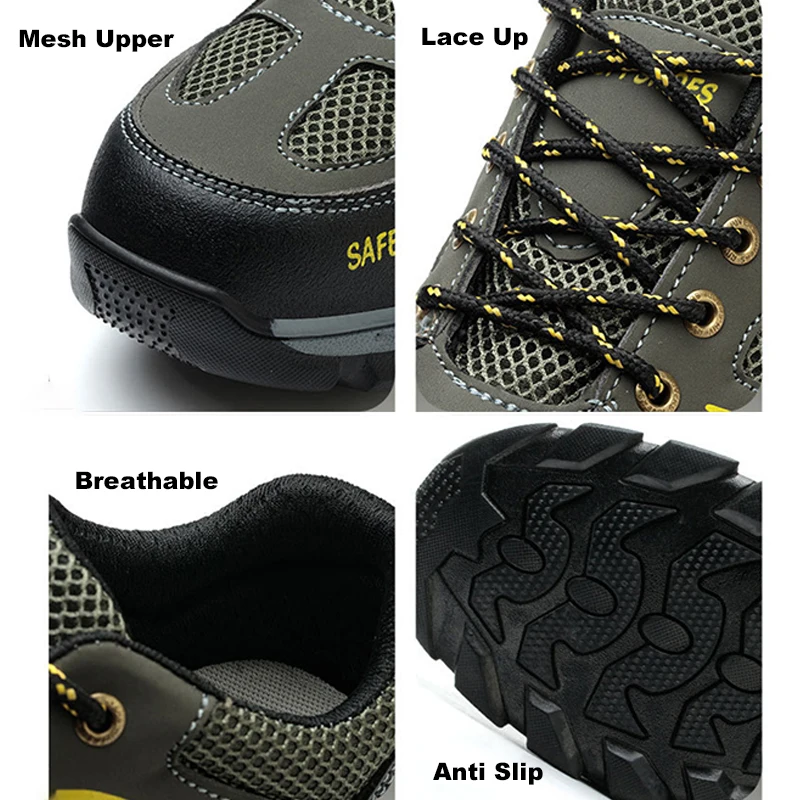 NYWOOH Male Steel Toe Safety Shoes Indestructible Construction Work Shoes Protection Footwear Breathable Hiking Boots For Men thumbnail 5