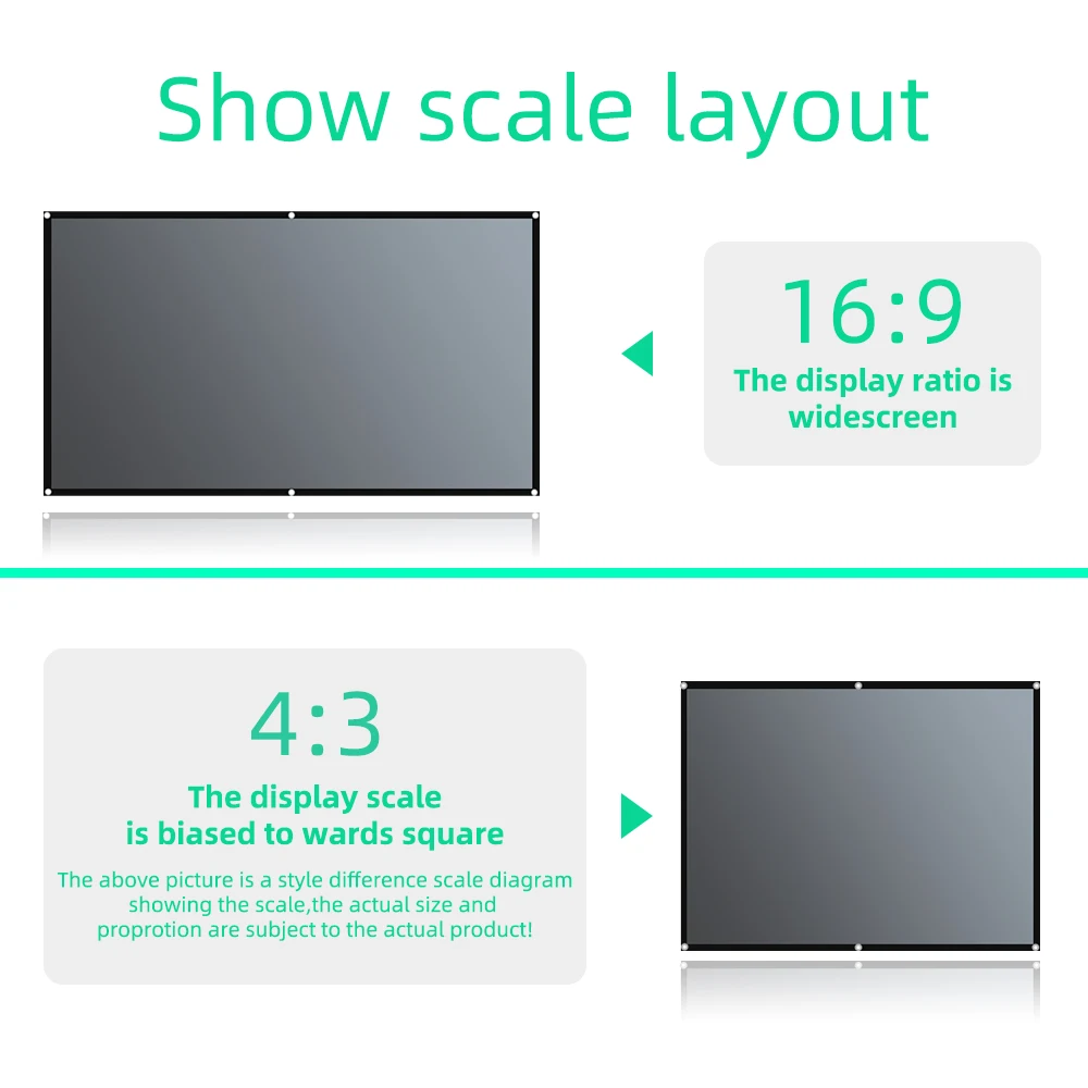 Salange Projector Screen 16:9 Metal Anti Light Curtain Reflective Fabric Cloth For YG300 XGIMI H3 HALO Mogo Xiaomi DLP Projector thumbnail 3