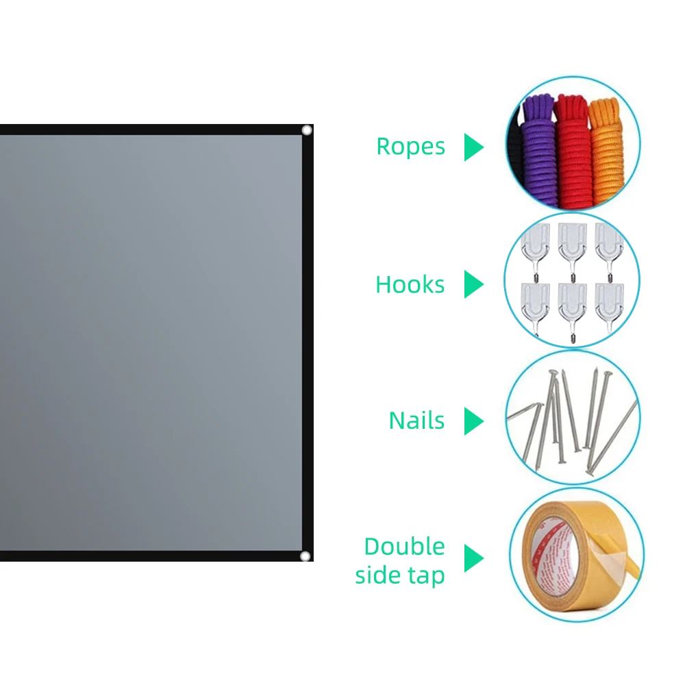 Salange Projector Screen 16:9 Metal Anti Light Curtain Reflective Fabric Cloth For YG300 XGIMI H3 HALO Mogo Xiaomi DLP Projector thumbnail 4