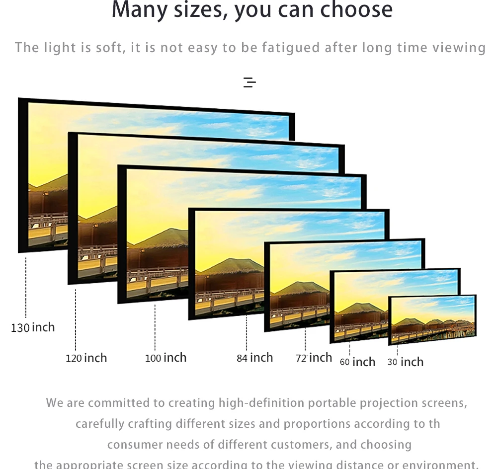 Salange Projector Screen 16:9 Metal Anti Light Curtain Reflective Fabric Cloth For YG300 XGIMI H3 HALO Mogo Xiaomi DLP Projector thumbnail 5