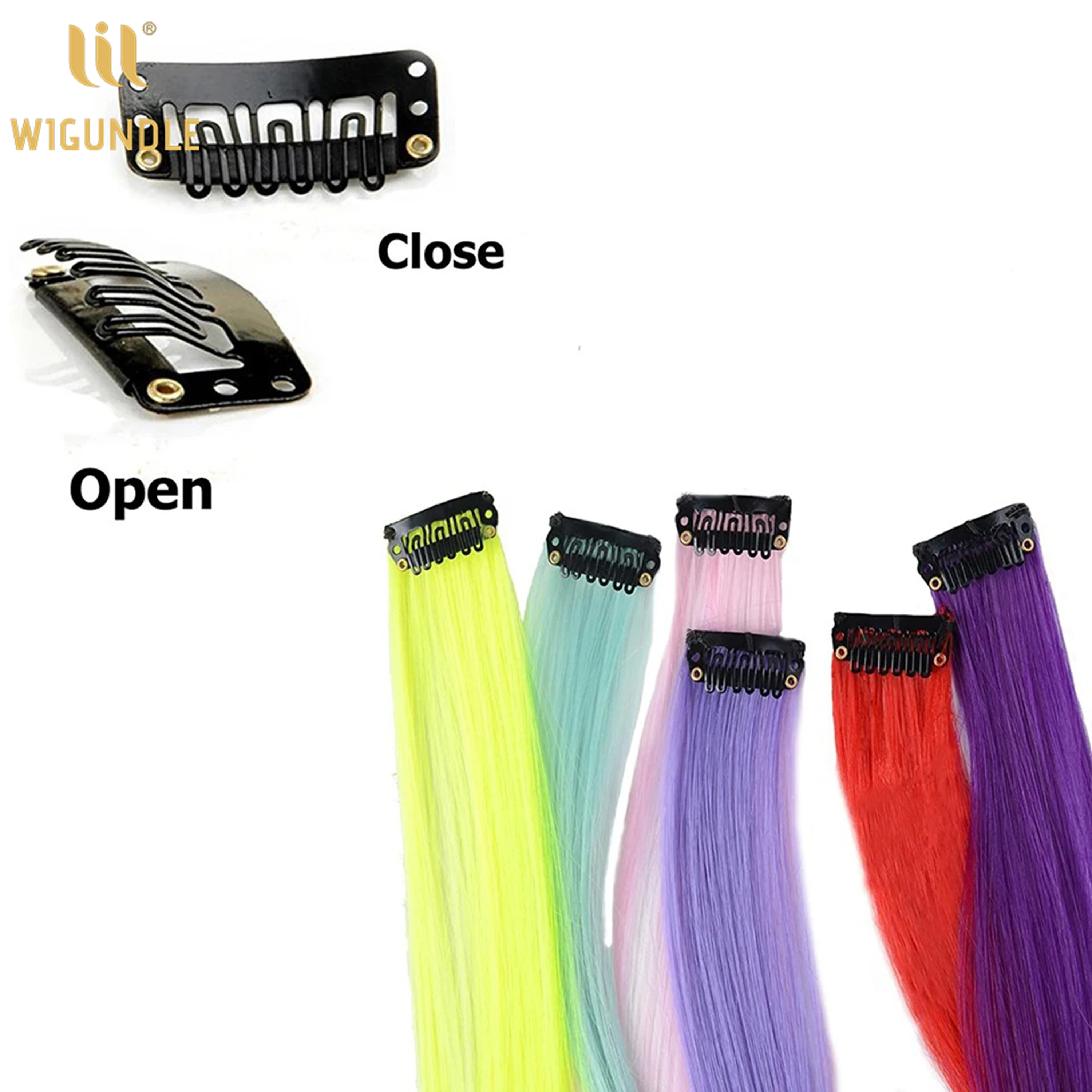 22Inch Synthetic Long Straight Clip In Hair Extensions High Temperature Hairpieces Rainbow Colors Hair Accessories for Women thumbnail 3