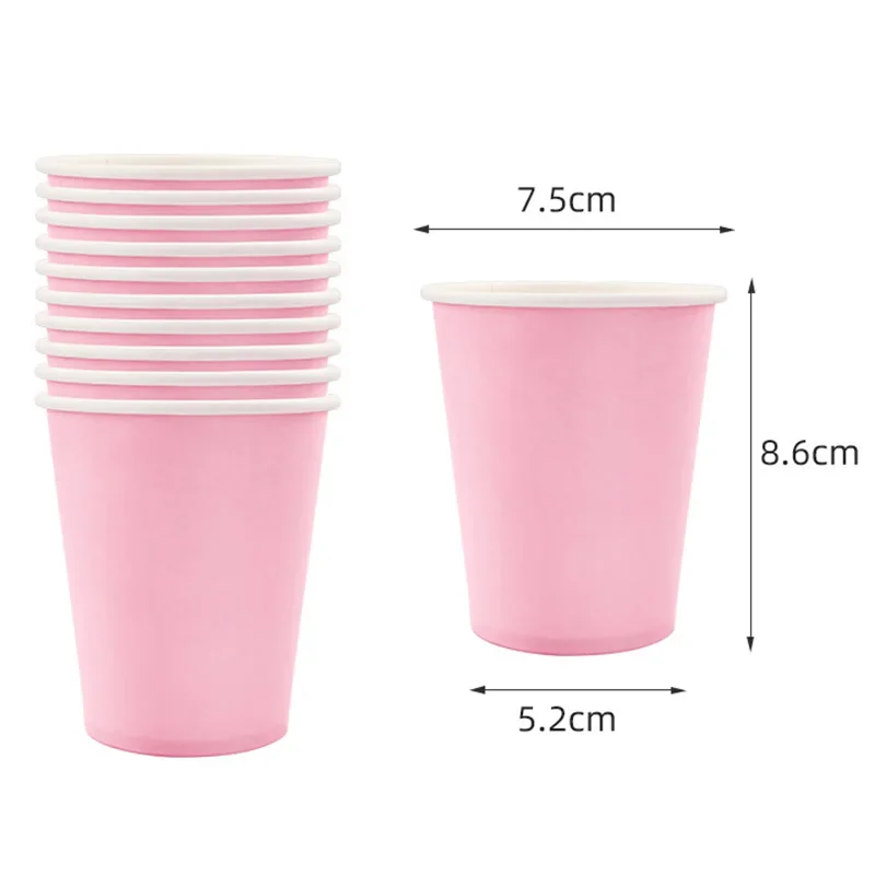 Light Pink Disposable Party Tableware Set Plates Cups Napkins Cutlery Tablecloth for Children Birthday Party Houdehold Supplies thumbnail 2