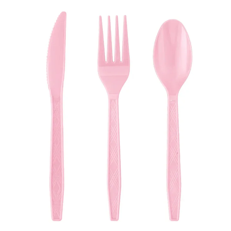 Light Pink Disposable Party Tableware Set Plates Cups Napkins Cutlery Tablecloth for Children Birthday Party Houdehold Supplies thumbnail 3