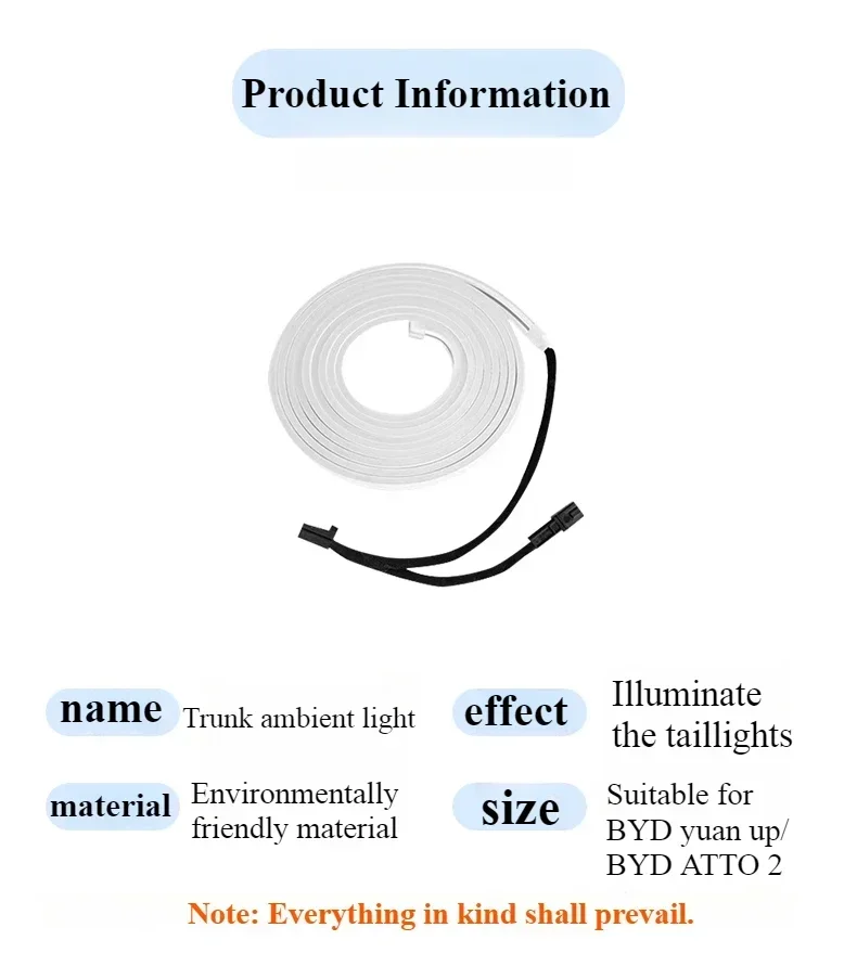 2024-2025 For BYD Yuan UP Trunk Ambient Light Car Accessories Wireless Install Reading Lamp for Interior Decoration Strip thumbnail 3