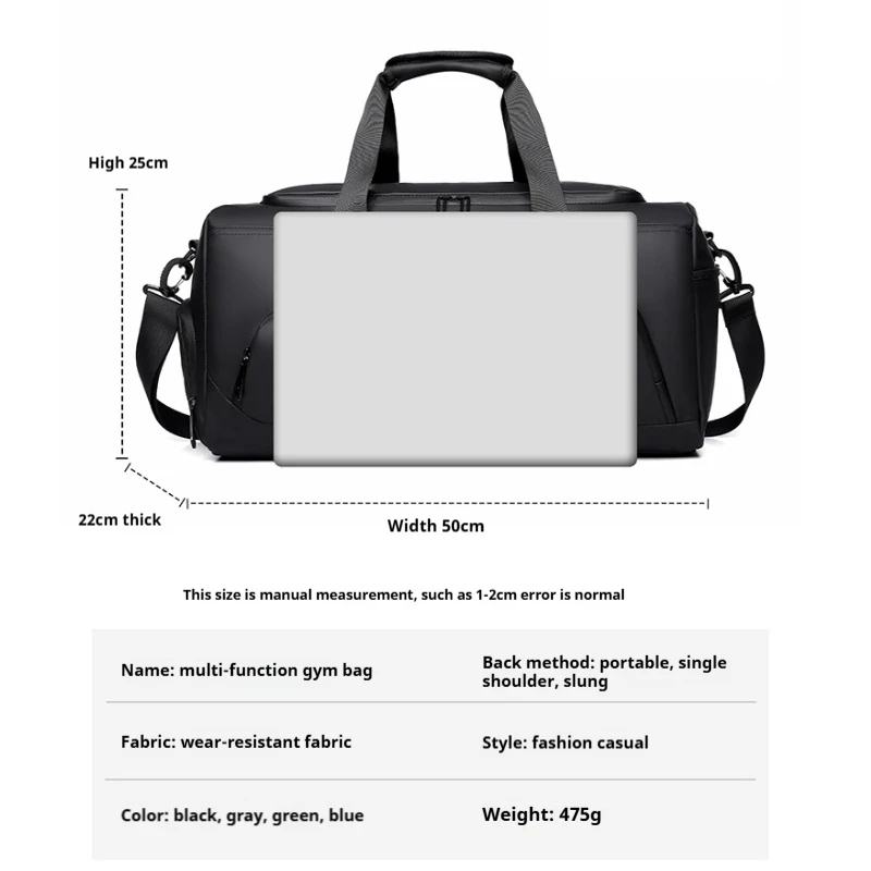 Sports Gym Bag, Large Capacity Handbag,Portable Travel Duffel Bag, Multi-compartment with Shoes Storage,Perfect for Vacation,Gym thumbnail 2