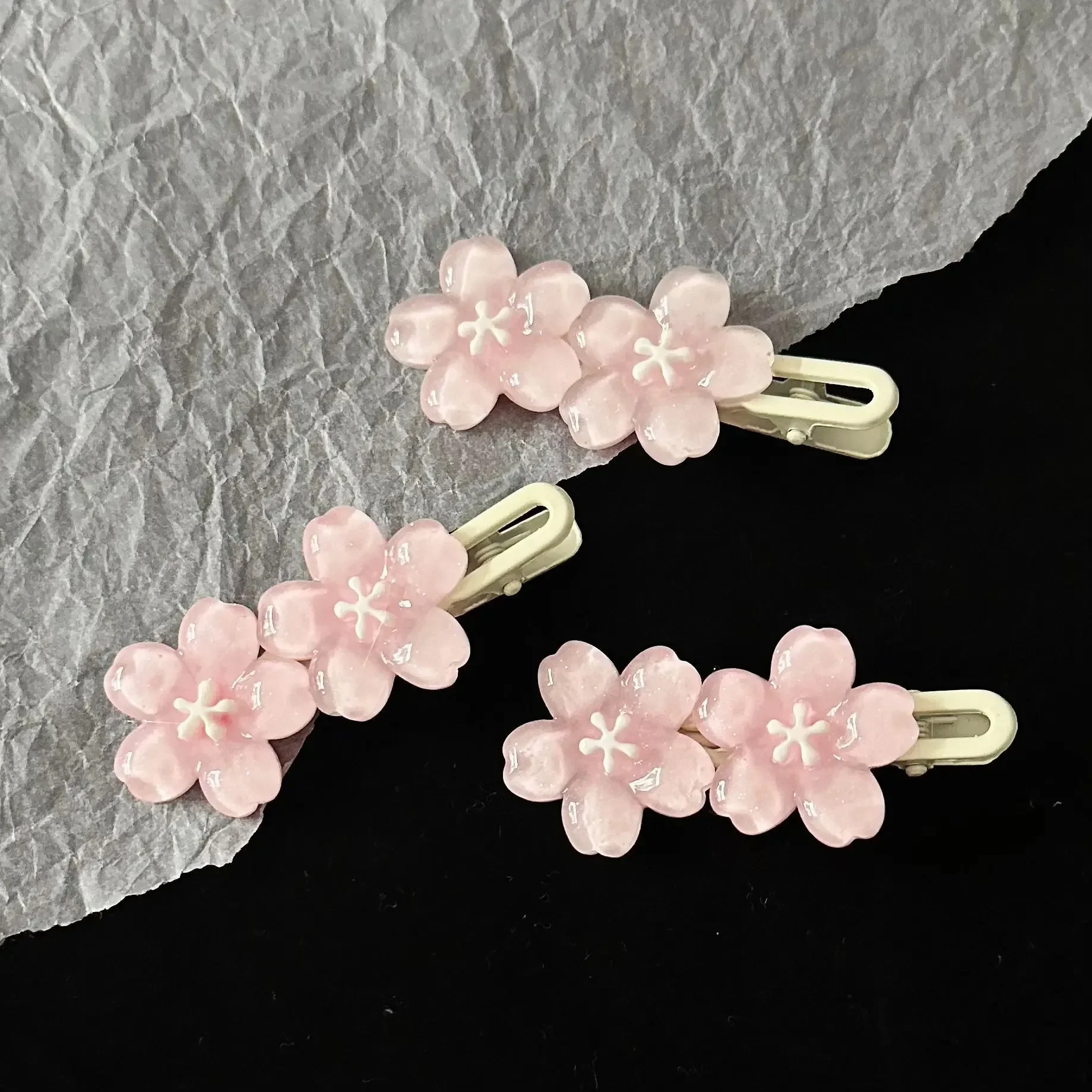 Jelly Cherry Blossom Hair Clips Pink Blue Flower Hairpins for Girl Romantic Wave Side Bangs Barrettes Kawaii BB Hair Accessories thumbnail 5