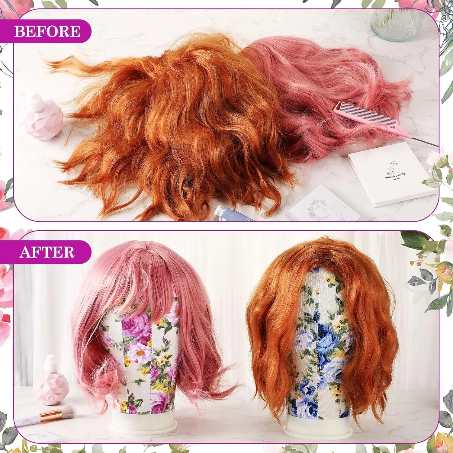 3 Pieces Mannequin Head for Wigs 22 Inch Canvas Wig Head Canvas Block Head Hair Extension Wig Heads with Mount Hole Pins thumbnail 3