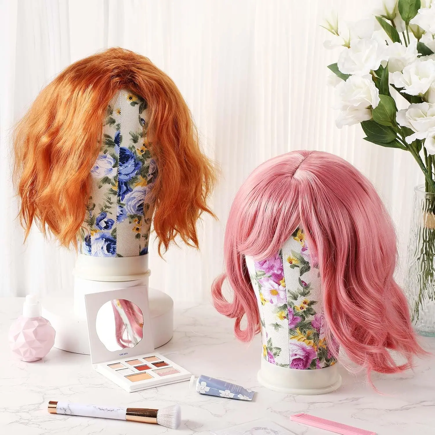 3 Pieces Mannequin Head for Wigs 22 Inch Canvas Wig Head Canvas Block Head Hair Extension Wig Heads with Mount Hole Pins thumbnail 6