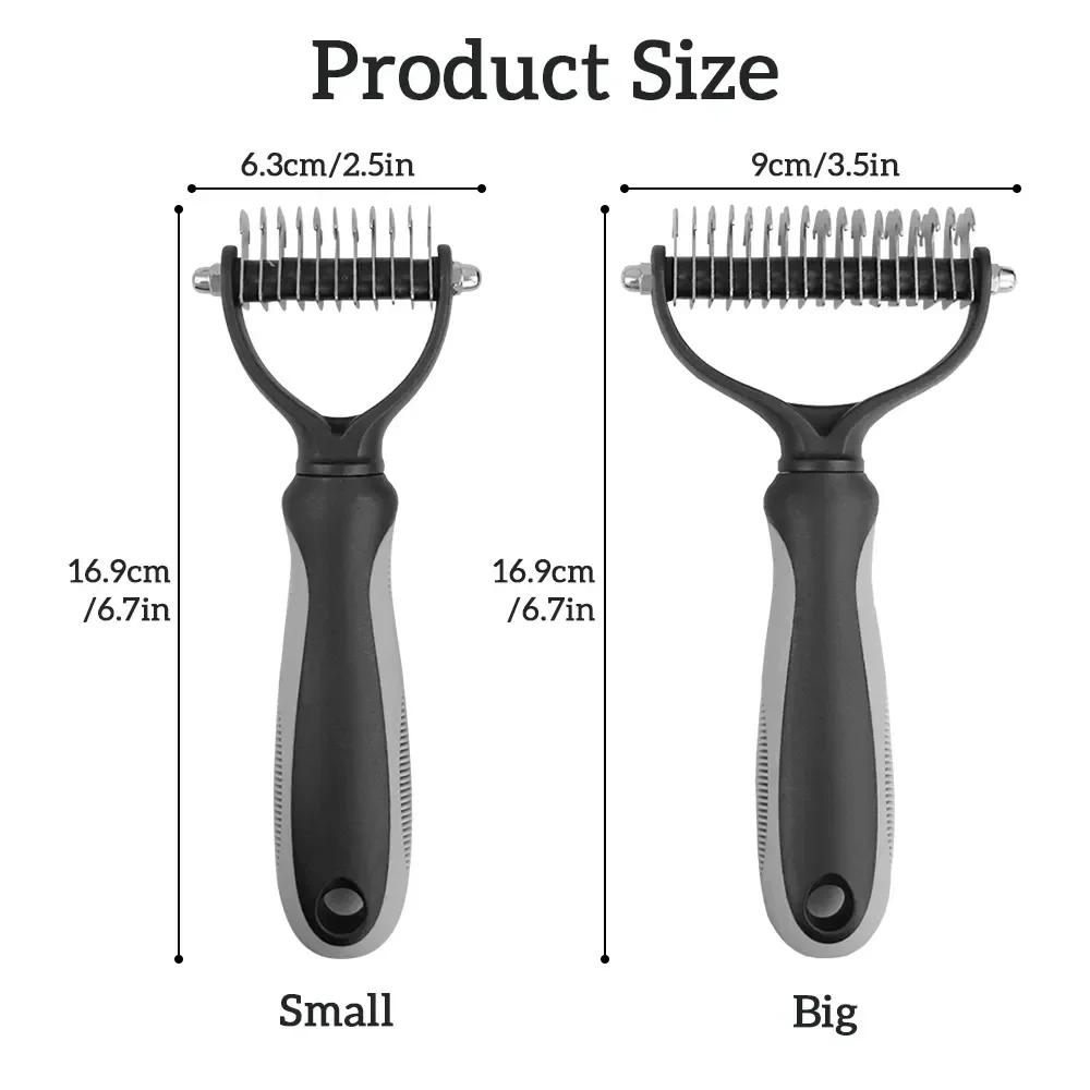 Cat Hair Removal Comb Dog Hair Removal Brush Stainless Steel Double Sided Pet Grooming Brush Removing Tangles Cat Accessories thumbnail 6