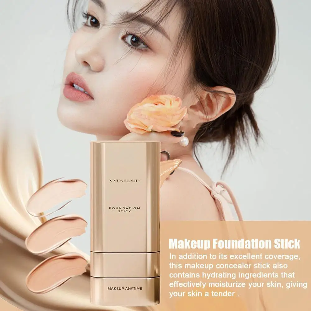 Face Foundation Stick With Brush, Velvet Moist Light Concealer Full Coverage Oil Control Dark Circles Corrector Facial Makeup thumbnail 3
