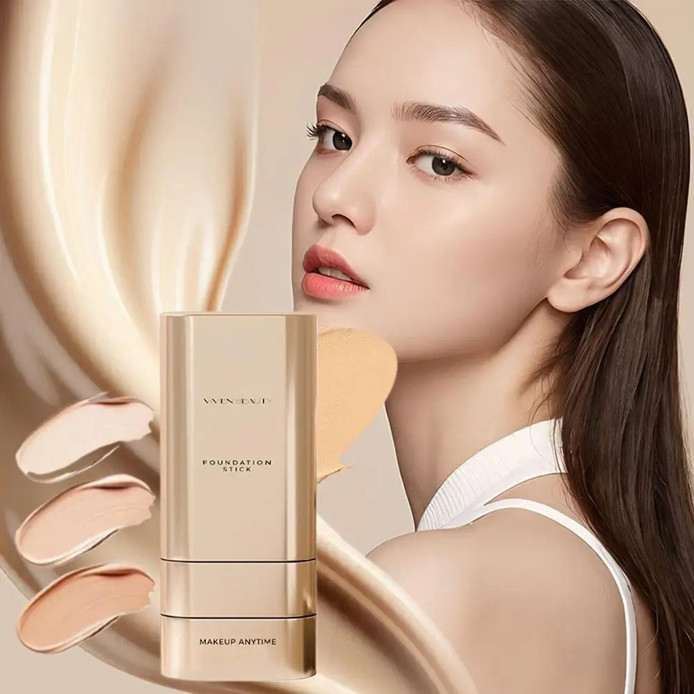 Face Foundation Stick With Brush, Velvet Moist Light Concealer Full Coverage Oil Control Dark Circles Corrector Facial Makeup thumbnail 2