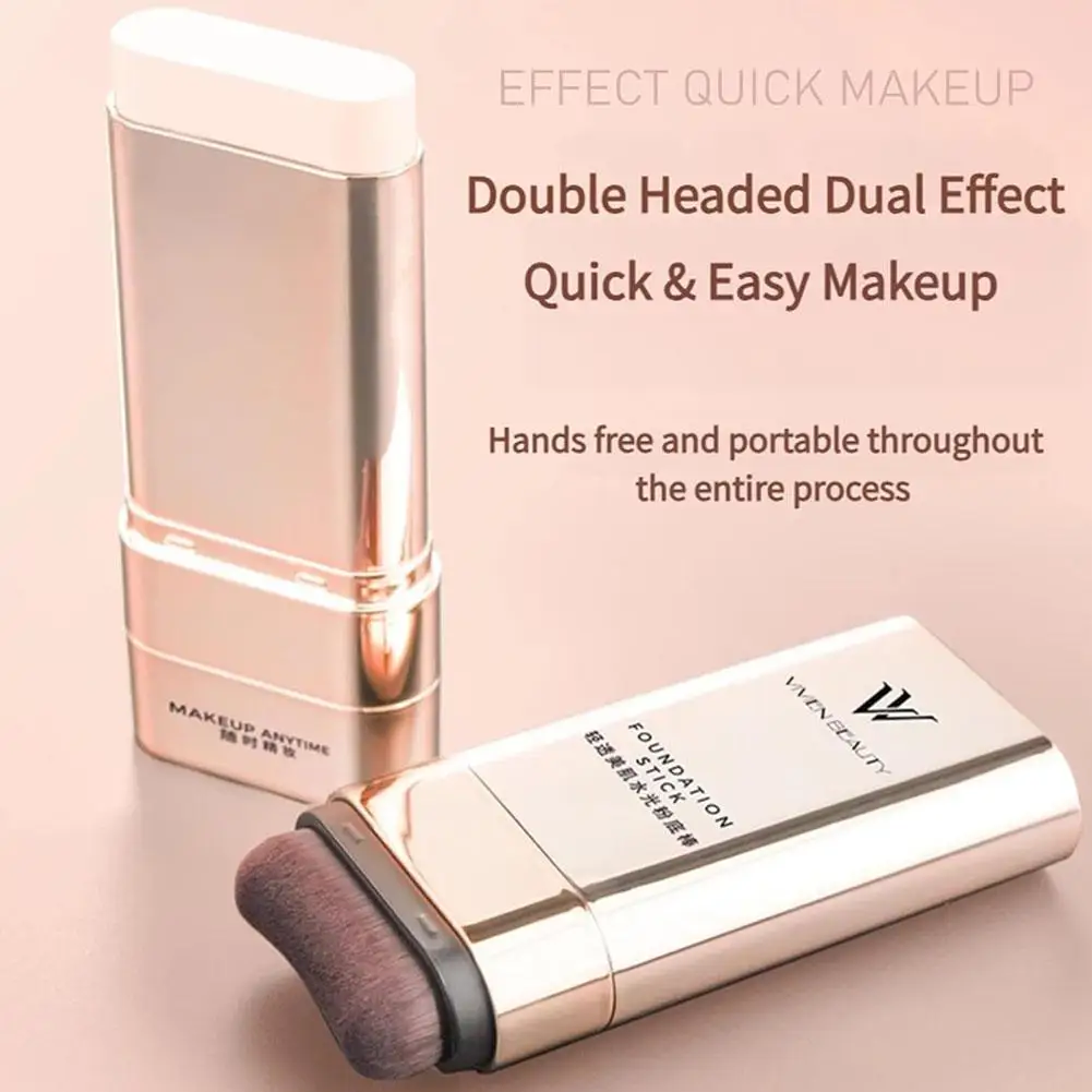 Face Foundation Stick With Brush, Velvet Moist Light Concealer Full Coverage Oil Control Dark Circles Corrector Facial Makeup thumbnail 6