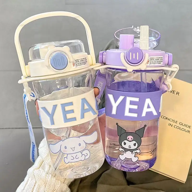 New style Kawaii cartoon character Kuromi high appearance cute large capacity plastic high temperature resistant children's cup thumbnail 2