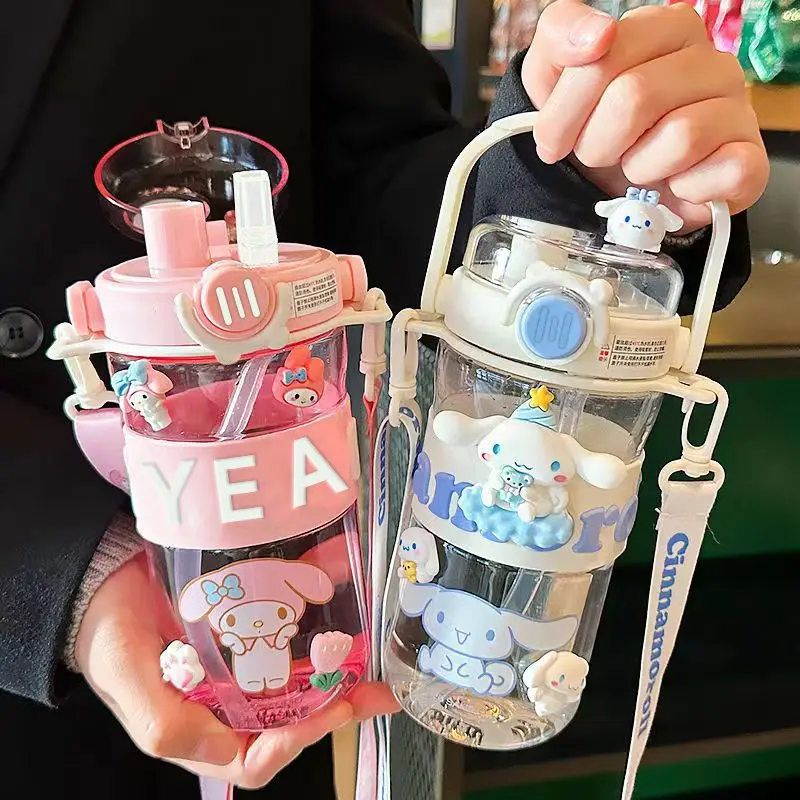 New style Kawaii cartoon character Kuromi high appearance cute large capacity plastic high temperature resistant children's cup thumbnail 5