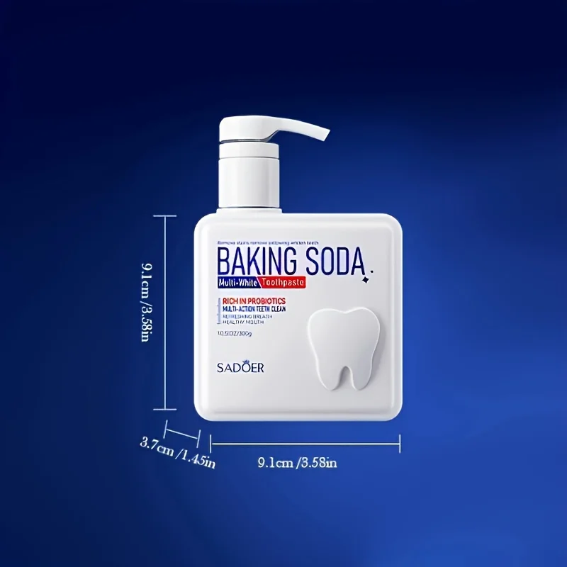 Cleansing Baking Soda Probiotic Pump Toothpaste, Deep Cleaning Teeth, Whitening And Brightening Toothpaste 300g thumbnail 4