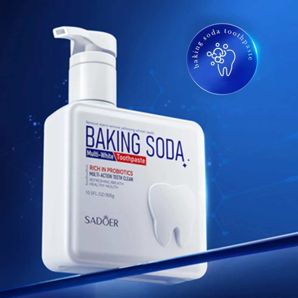Cleansing Baking Soda Probiotic Pump Toothpaste, Deep Cleaning Teeth, Whitening And Brightening Toothpaste 300g thumbnail 5