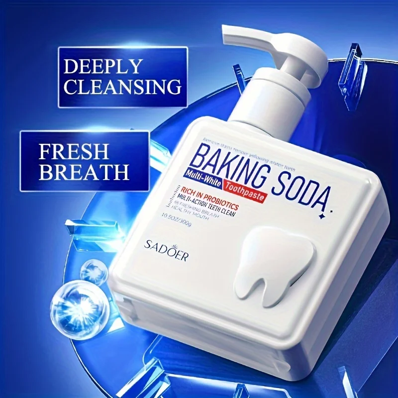 Cleansing Baking Soda Probiotic Pump Toothpaste, Deep Cleaning Teeth, Whitening And Brightening Toothpaste 300g thumbnail 3