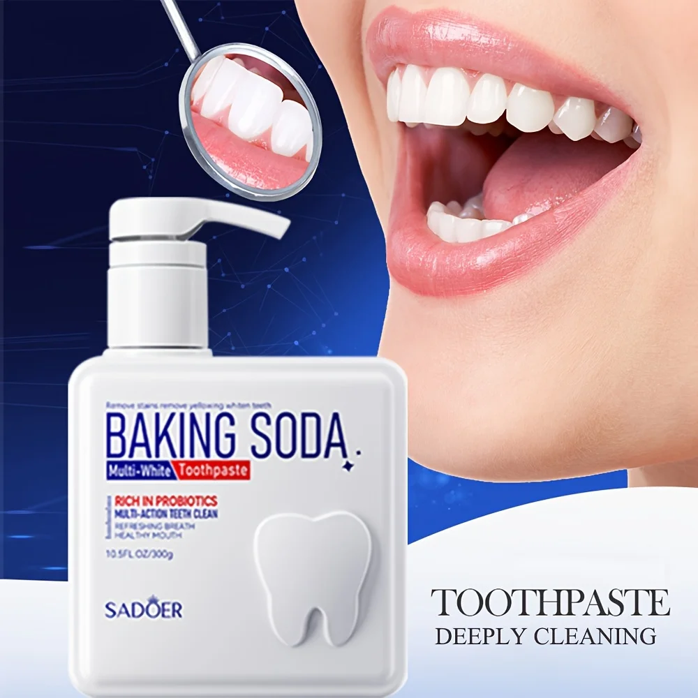 Cleansing Baking Soda Probiotic Pump Toothpaste, Deep Cleaning Teeth, Whitening And Brightening Toothpaste 300g thumbnail 2